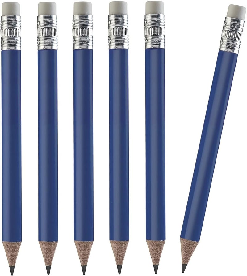 100pcs Golf Pencils, 4 Inch Mini Half Pencils with Eraser Sharpened Wood Mini Round for Schools Wedding Toddlers Home Corporate Multiple Colours (Dark Blue)
